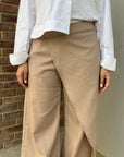 Dark Beige Wrap Linen Pants