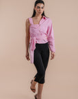 Pink stripes Asymmetric Shirt