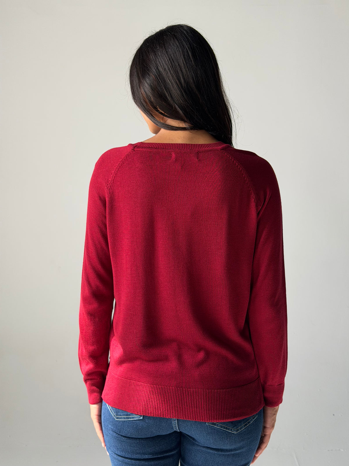 knitwear Top handmade work - Burgundy