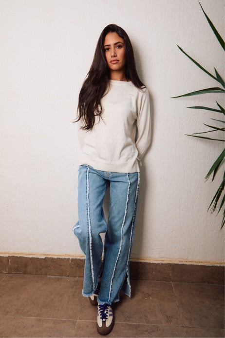 Blue Fringes - Boyfriend Jeans