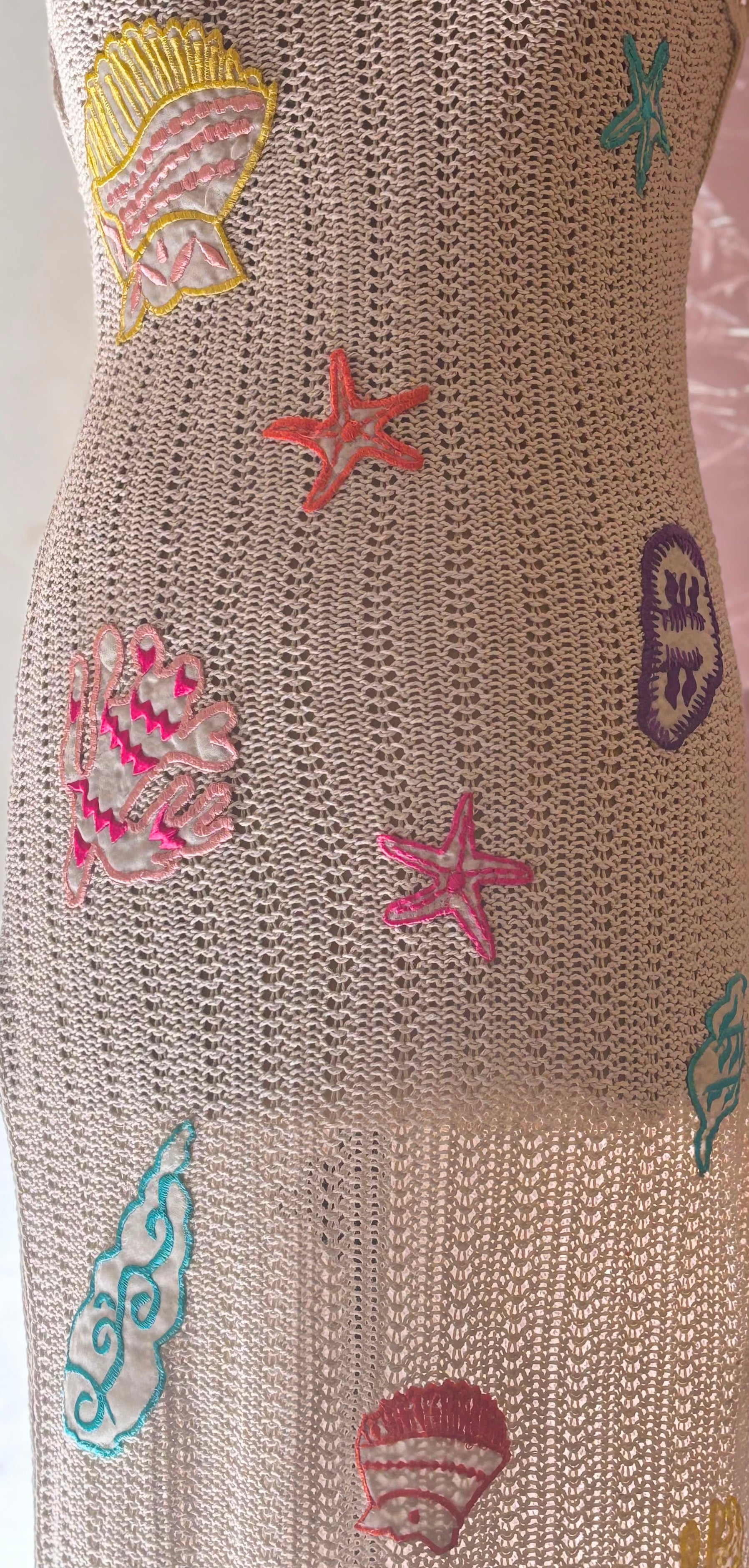 Embroidered shells Crochet dress