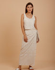 Beige Embro Wrap Long skirt