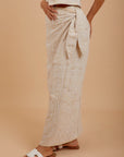 Beige Embro Wrap Long skirt