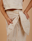 Beige Embro Wrap Long skirt