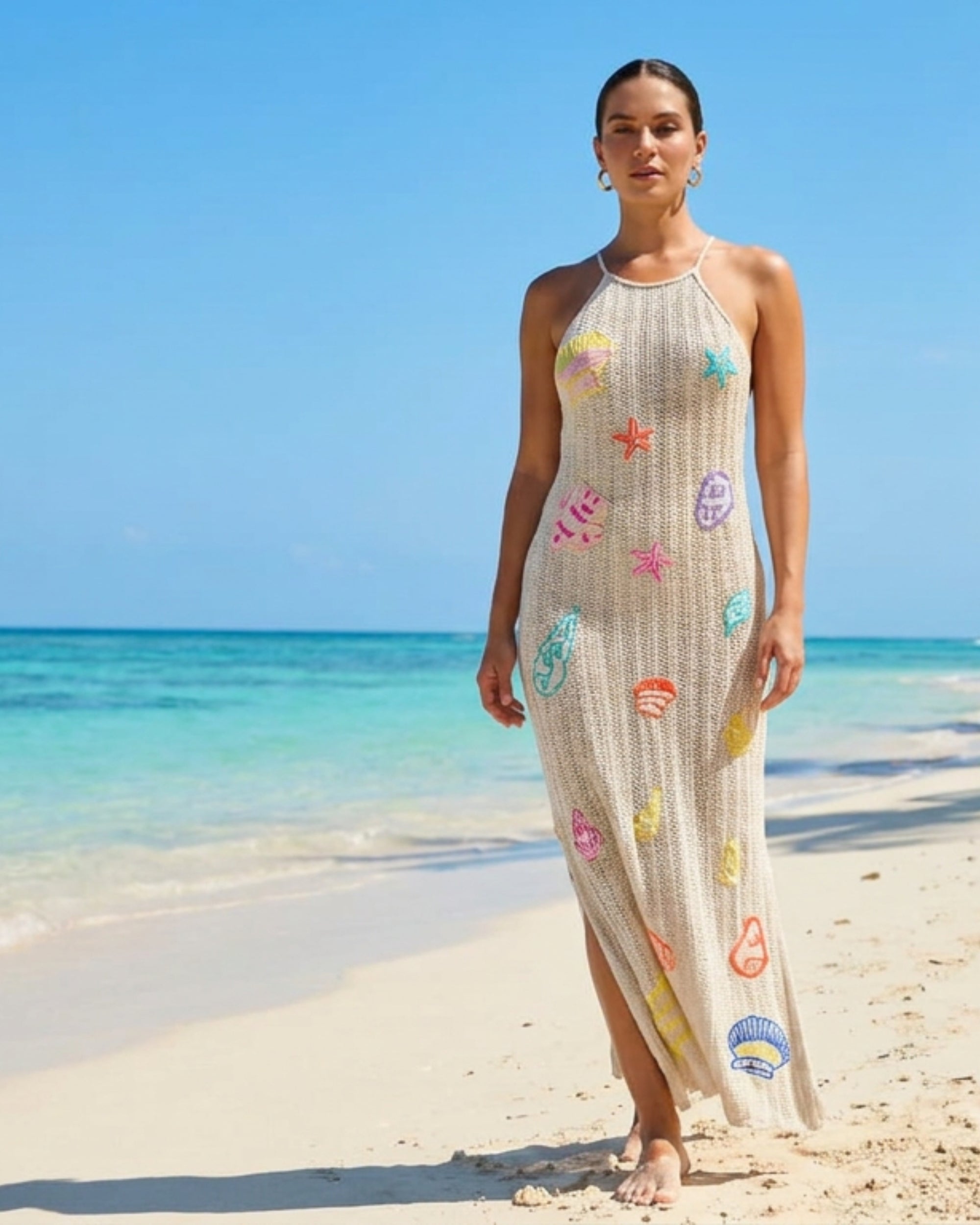 Embroidered shells Crochet dress