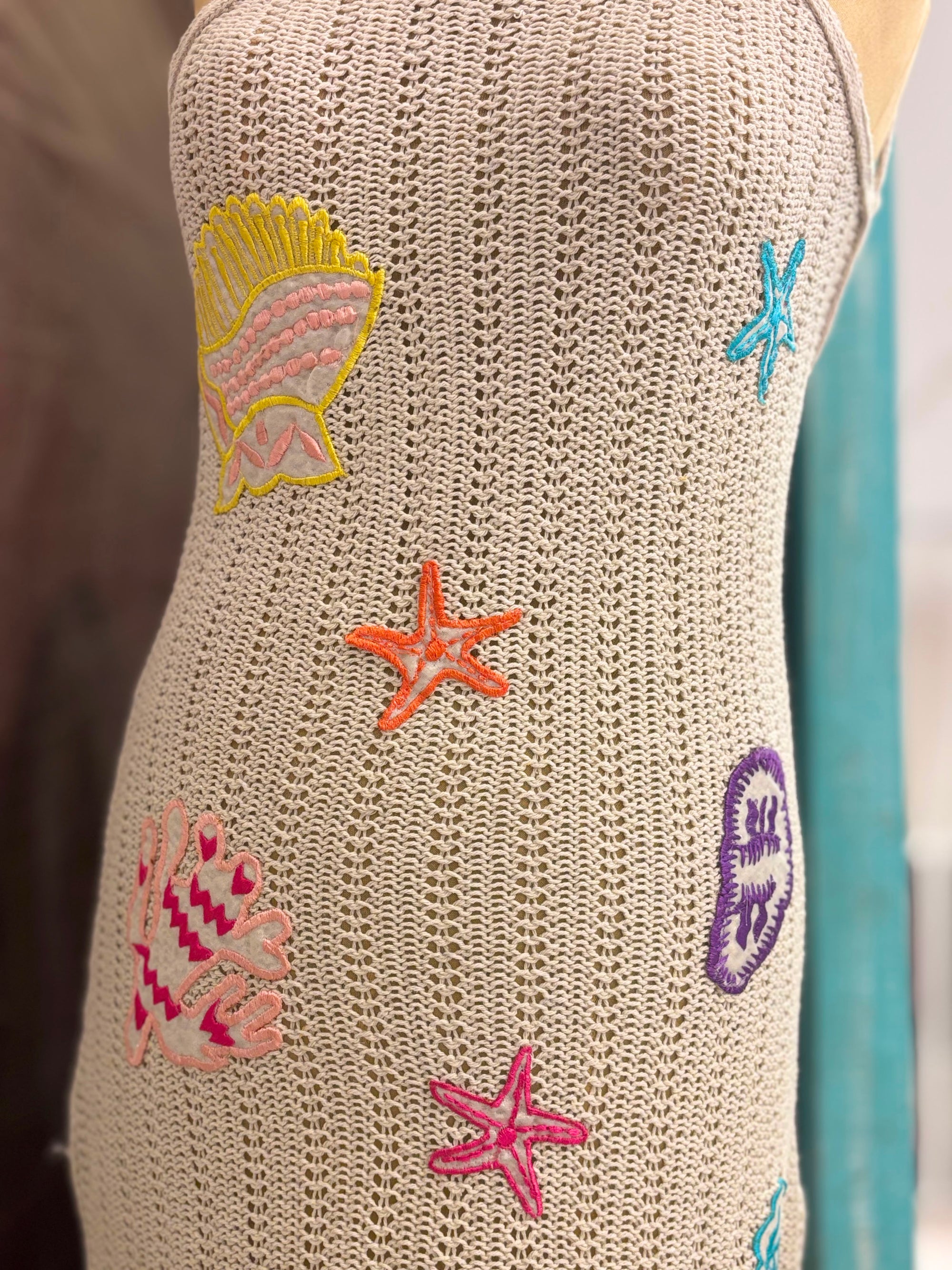Embroidered shells Crochet dress
