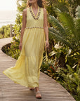 Handmade Embelishment shells dress - Yellow