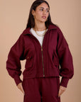 Burgundy Short zip-up Jacket