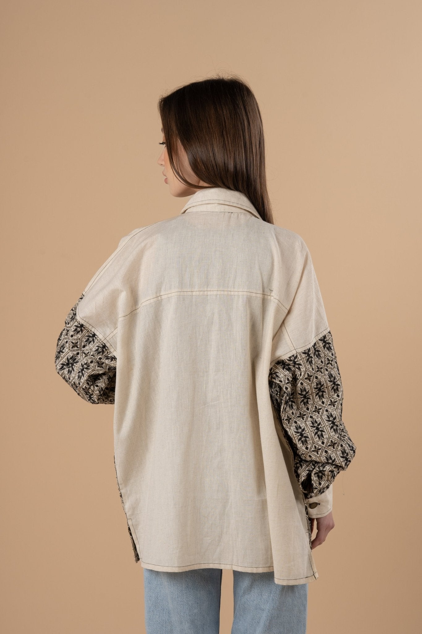 Black Embro Linen Over - shirt - nahlaelalfydesigns