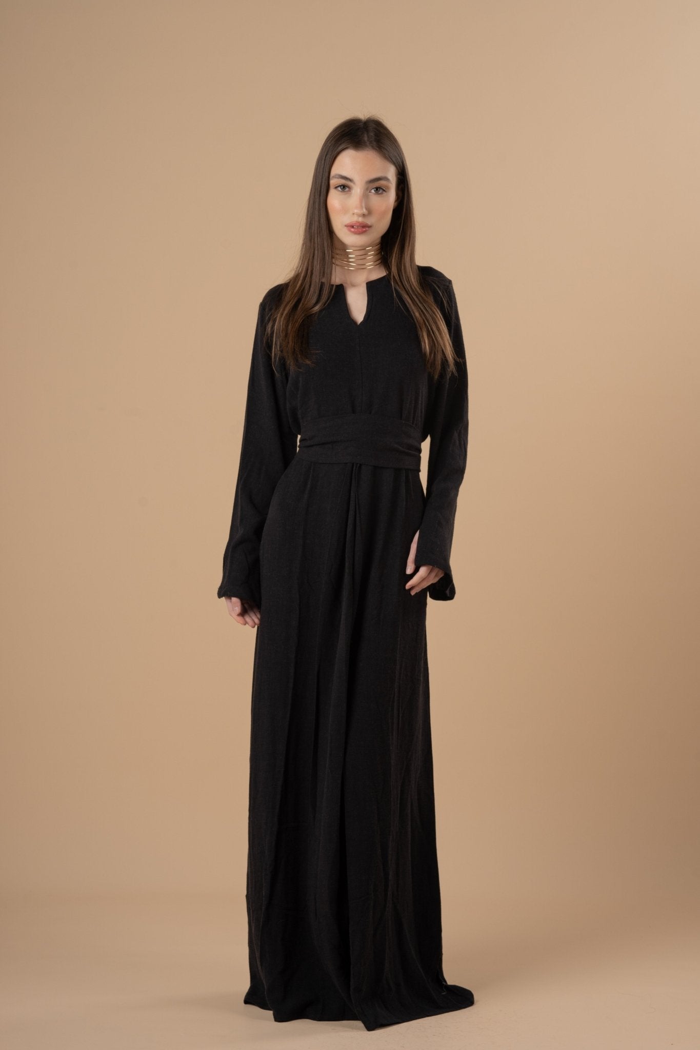 Black linen LS Linen dress - nahlaelalfydesigns