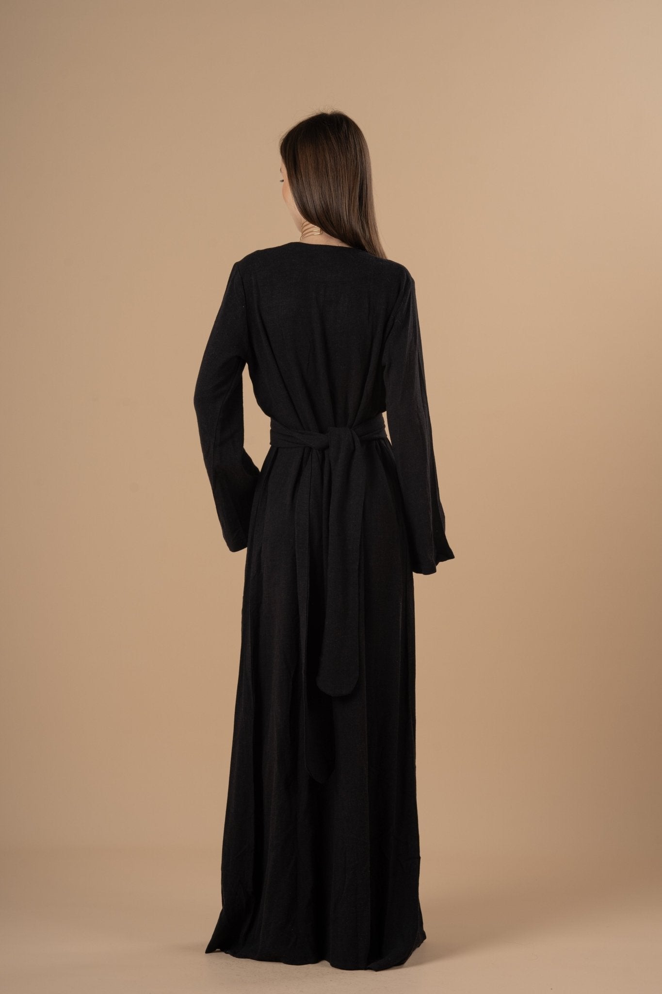 Black linen LS Linen dress - nahlaelalfydesigns
