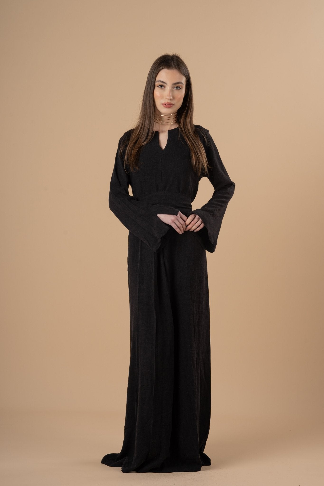 Black linen LS Linen dress - nahlaelalfydesigns