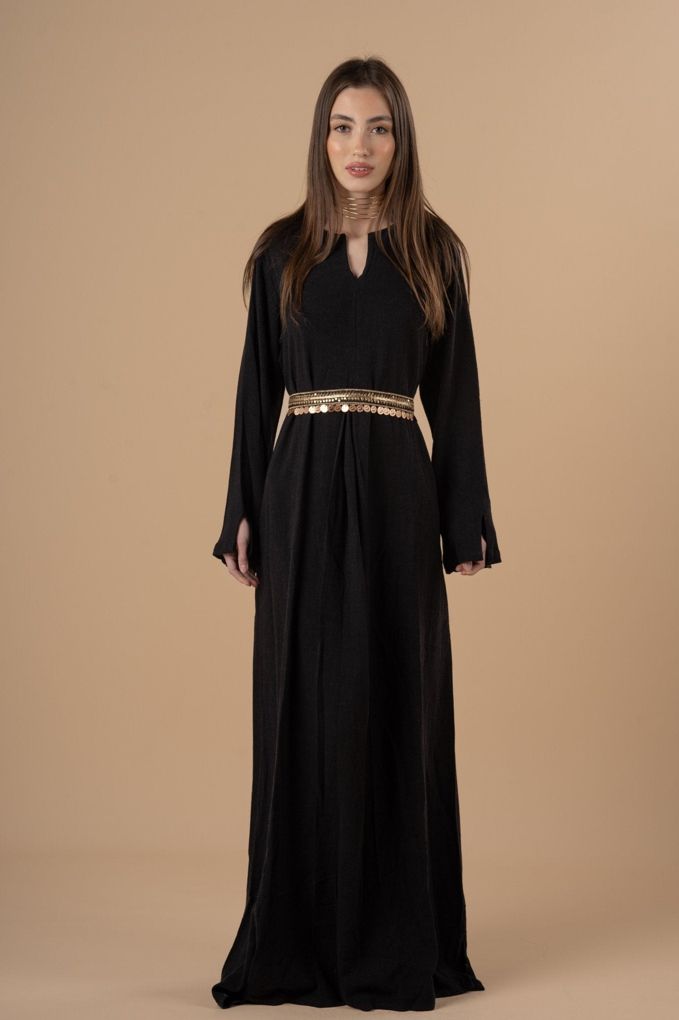 Black linen LS Linen dress - nahlaelalfydesigns