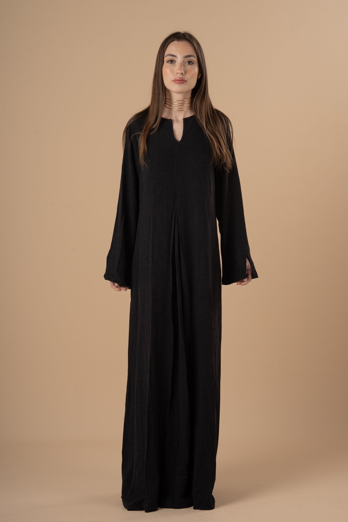Black linen LS Linen dress - nahlaelalfydesigns