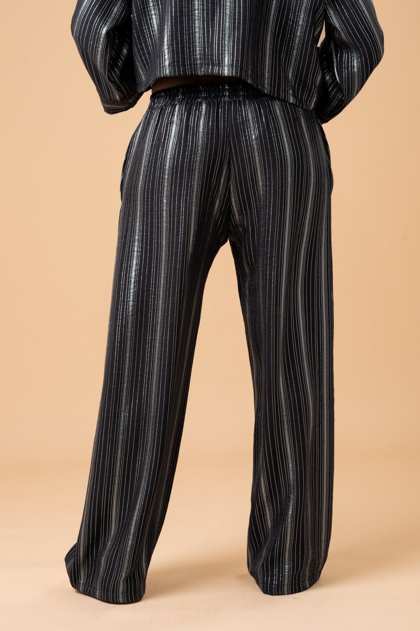 Black Metallic stripes Pants - nahlaelalfydesigns