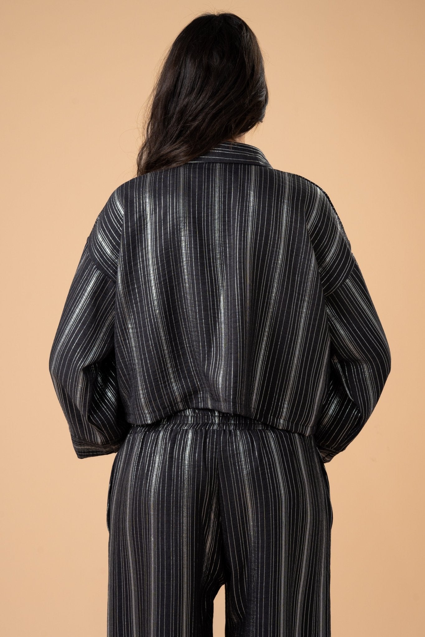 Black metallic stripes shirt - nahlaelalfydesigns