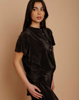 Black thin pleated satin Top - nahlaelalfydesigns
