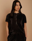 Black thin pleated satin Top - nahlaelalfydesigns