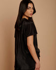 Black thin pleated satin Top - nahlaelalfydesigns