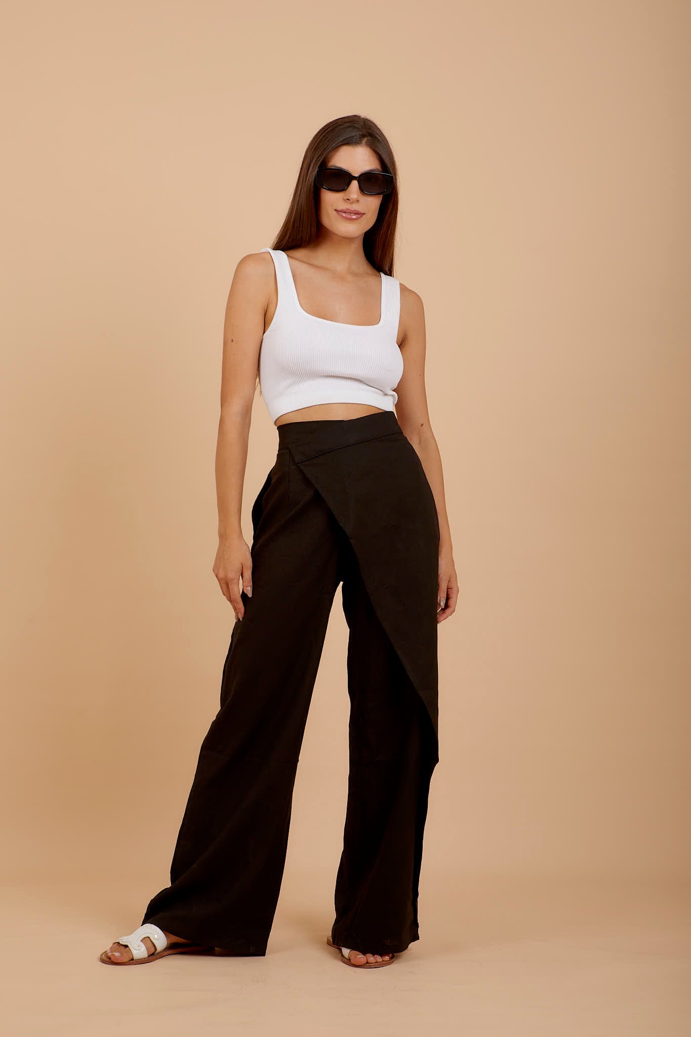 Black Wrap Linen Pants - nahlaelalfydesigns