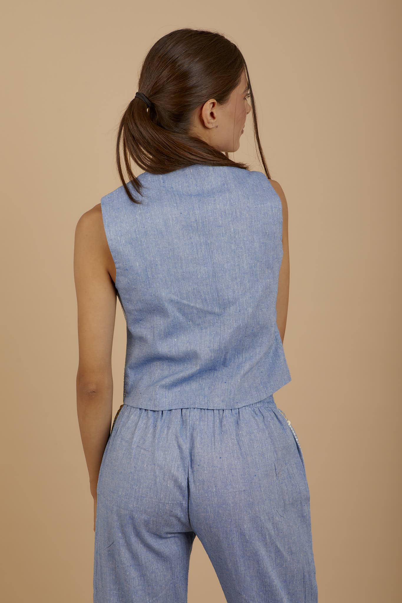 Blue asymmetrical Embro Vest - nahlaelalfydesigns