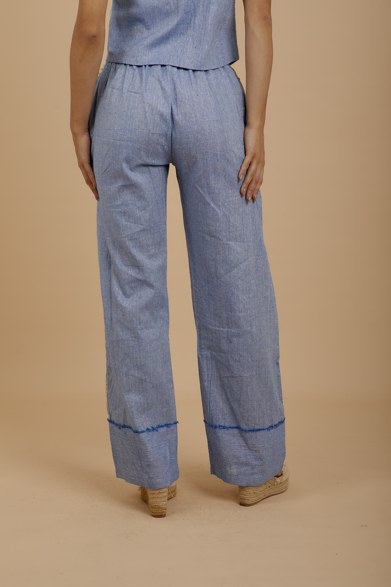 Blue Front Embroidered pants - nahlaelalfydesigns