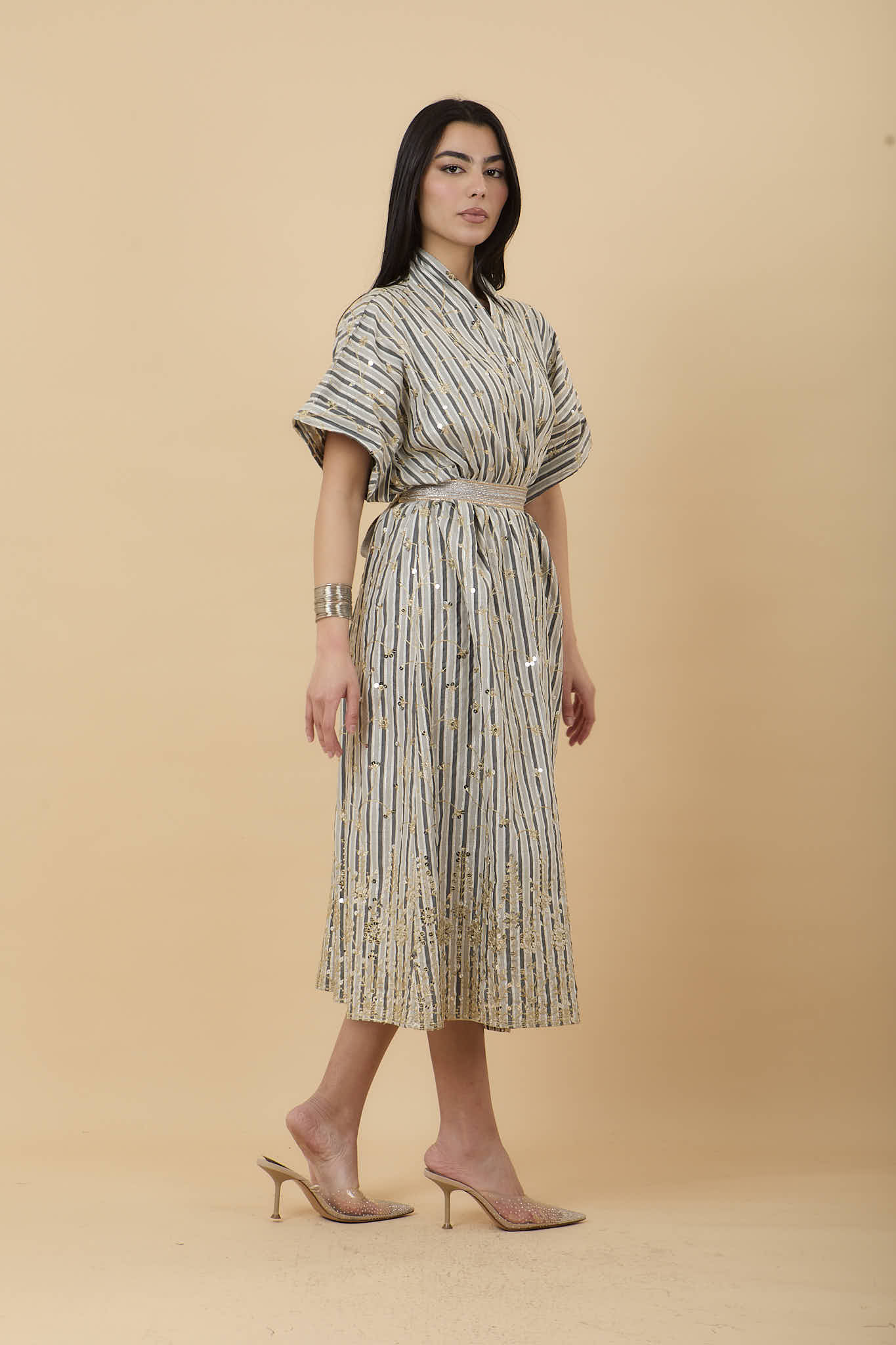 Embro Grey stripes Kaftan - nahlaelalfydesigns