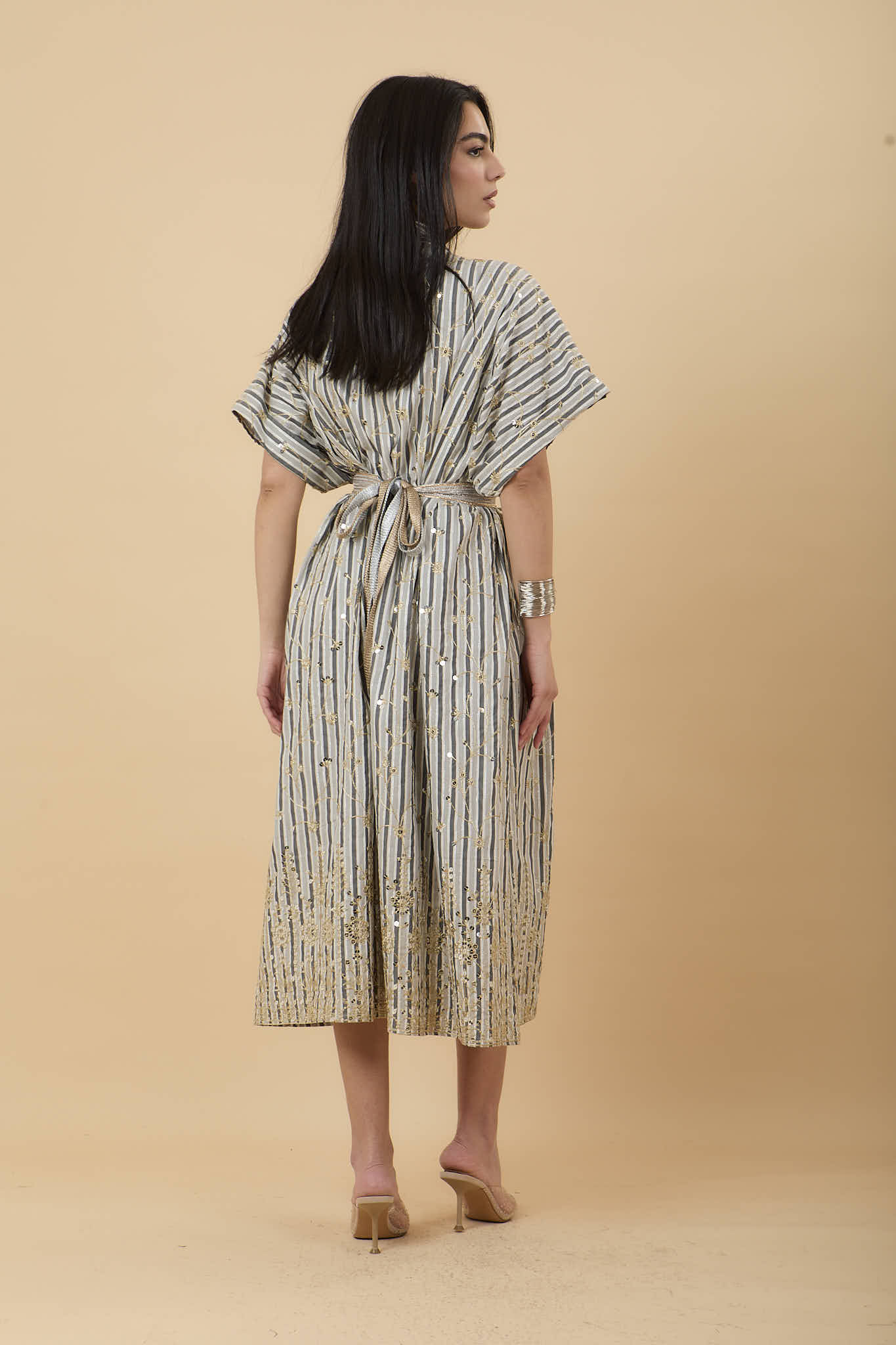 Embro Grey stripes Kaftan - nahlaelalfydesigns