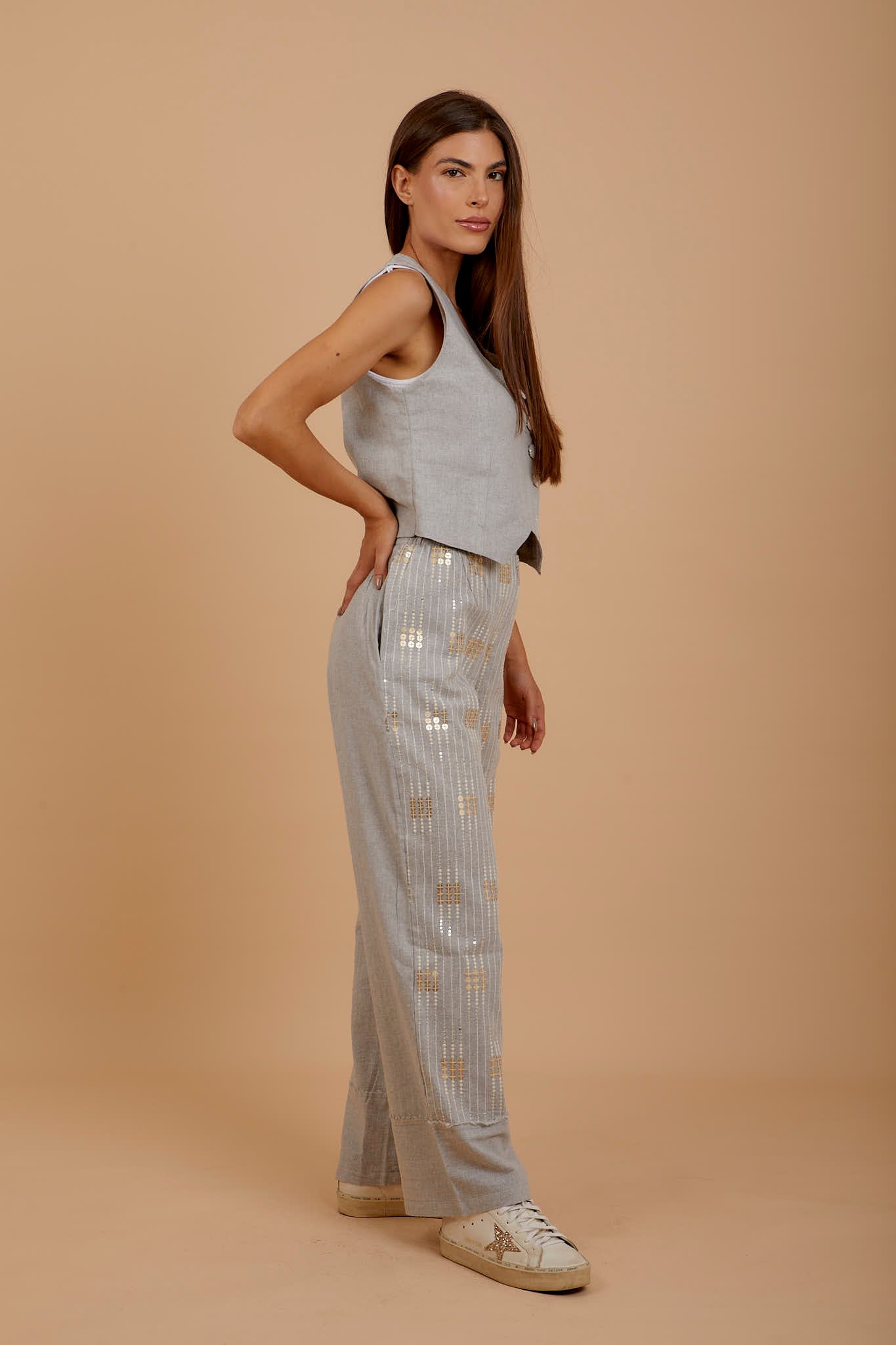 Grey asymmetrical Embro Vest - nahlaelalfydesigns