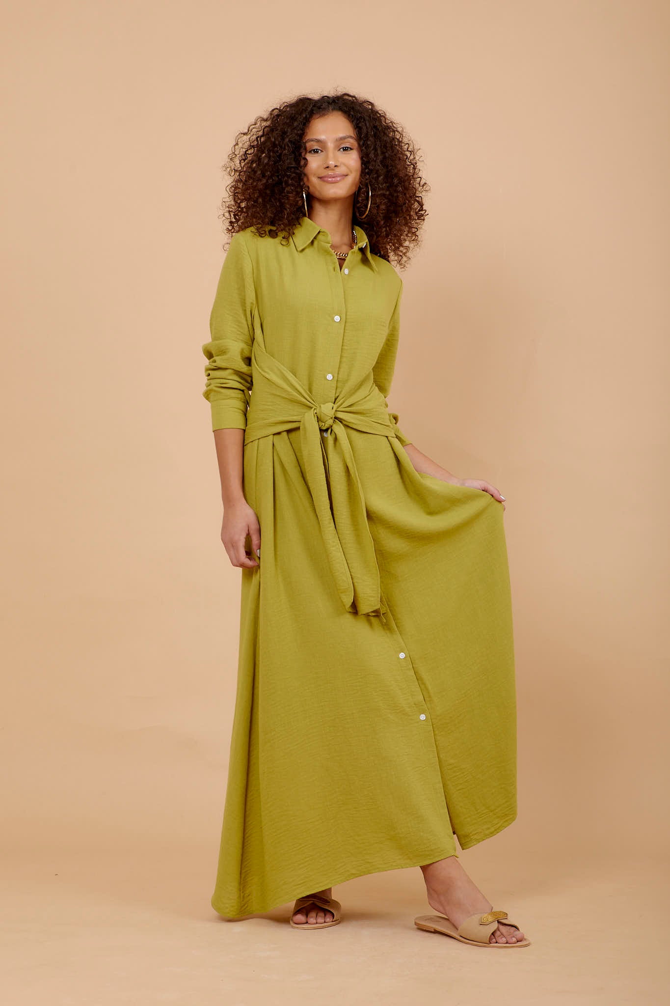 Kiwi Linen tye around shirt dress - nahlaelalfydesigns