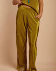 Kiwi thin pleated satin Pants - nahlaelalfydesigns