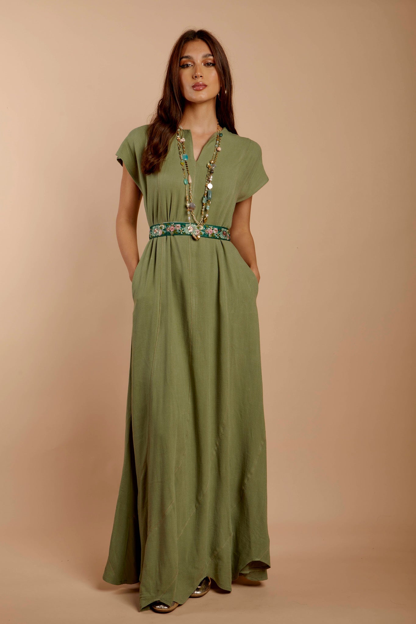 Olive Waves Dress - nahlaelalfydesigns