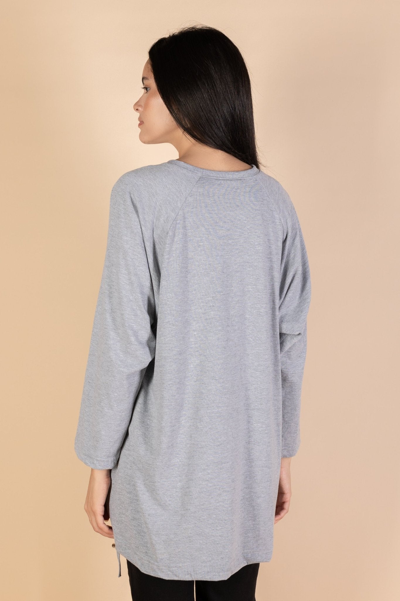 Oversized Drawstring T-shirt - Grey - nahlaelalfydesigns