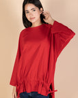 Oversized Drawstring T-shirt - Red - nahlaelalfydesigns