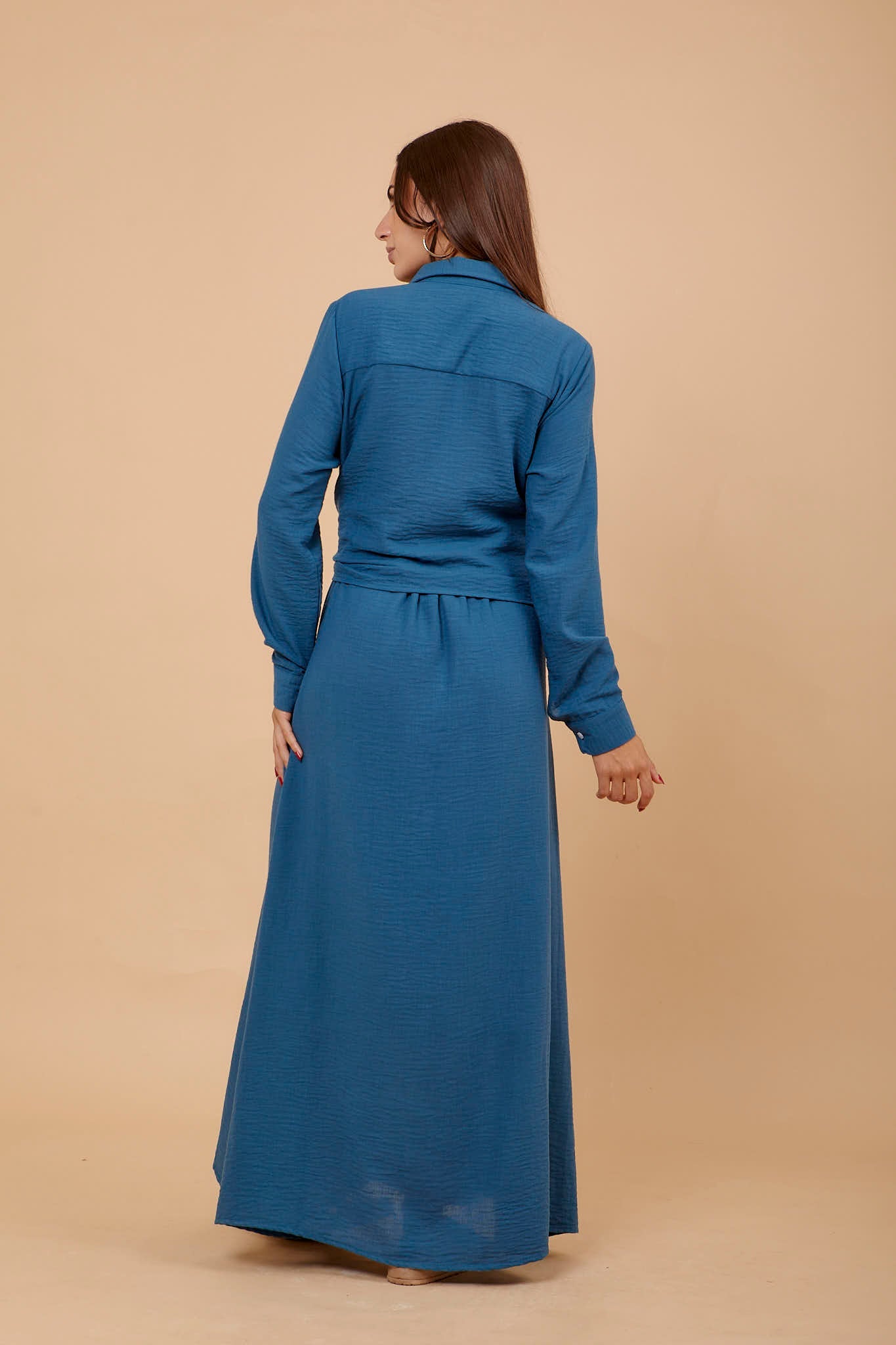 Teal Linen tye around shirt dress - nahlaelalfydesigns