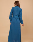 Teal Linen tye around shirt dress - nahlaelalfydesigns