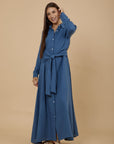 Teal Linen tye around shirt dress - nahlaelalfydesigns