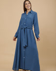 Teal Linen tye around shirt dress - nahlaelalfydesigns