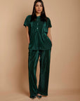Teal thin pleated satin Top - nahlaelalfydesigns