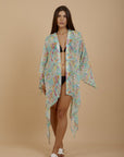 Turquoise print Kimono - nahlaelalfydesigns