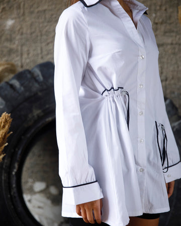 Asymmetrical Drawstrings White shirt - nahlaelalfydesigns