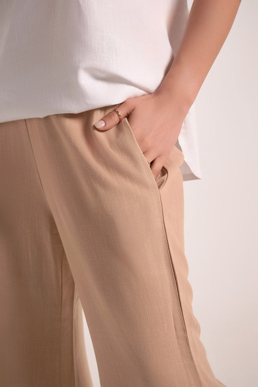 Beige Side Drawstrings pants - nahlaelalfydesigns