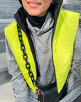 Double face puffer Vest Black/Neon yellow - nahlaelalfydesigns