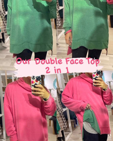 Double face top Green/Pink - nahlaelalfydesigns