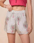 Grey Palms Embroidered shorts - nahlaelalfydesigns
