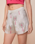 Grey Palms Embroidered shorts - nahlaelalfydesigns