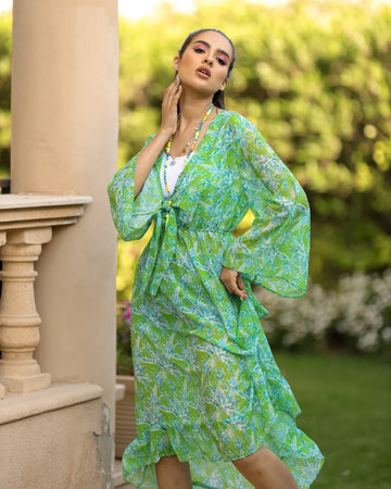 High & low green print dress - nahlaelalfydesigns