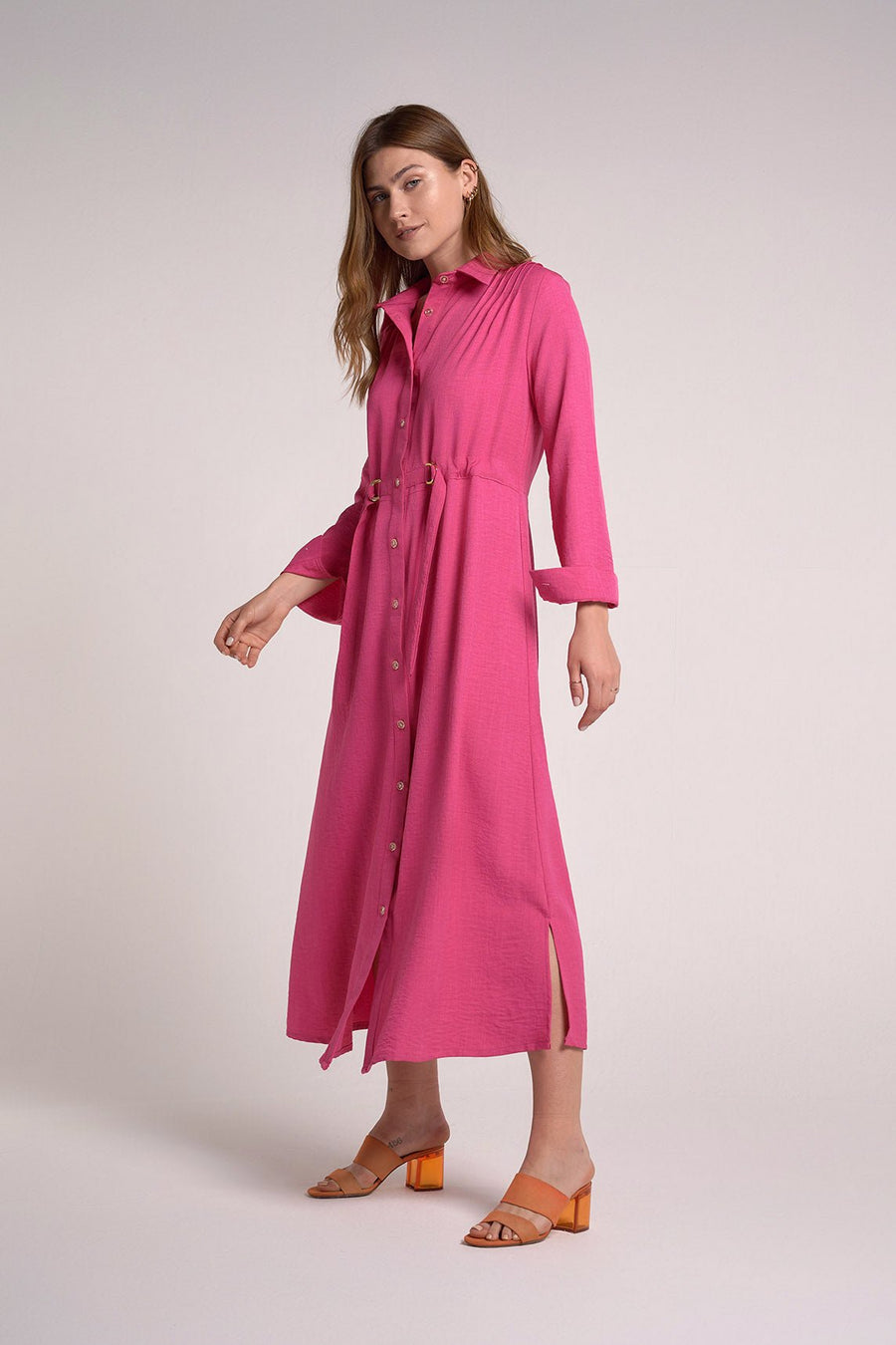 Hot pink shirt dress belt within - nahlaelalfydesigns