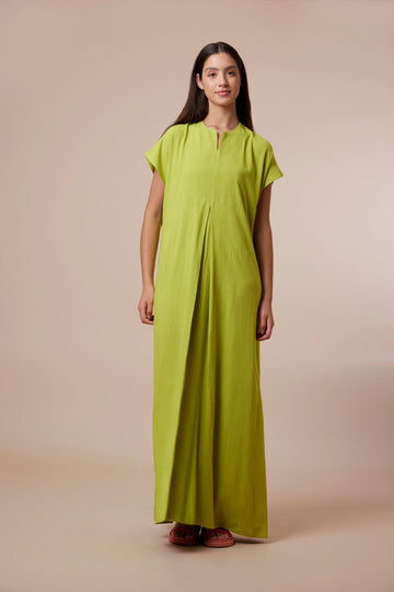 Kiwi Single pleat short sleeve Linen Dress - nahlaelalfydesigns