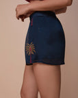 Navy Palms Embroidered shorts - nahlaelalfydesigns